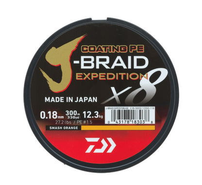 Νήμα braided Daiwa J-BRAID EXPEDITION X8 ORANGE -150m