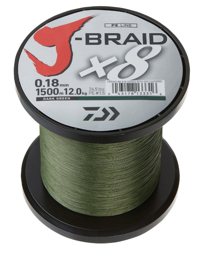 Плетено влакно Daiwa J-BRAID X8 DARK GREEN (тъмно зелено) - 1500m