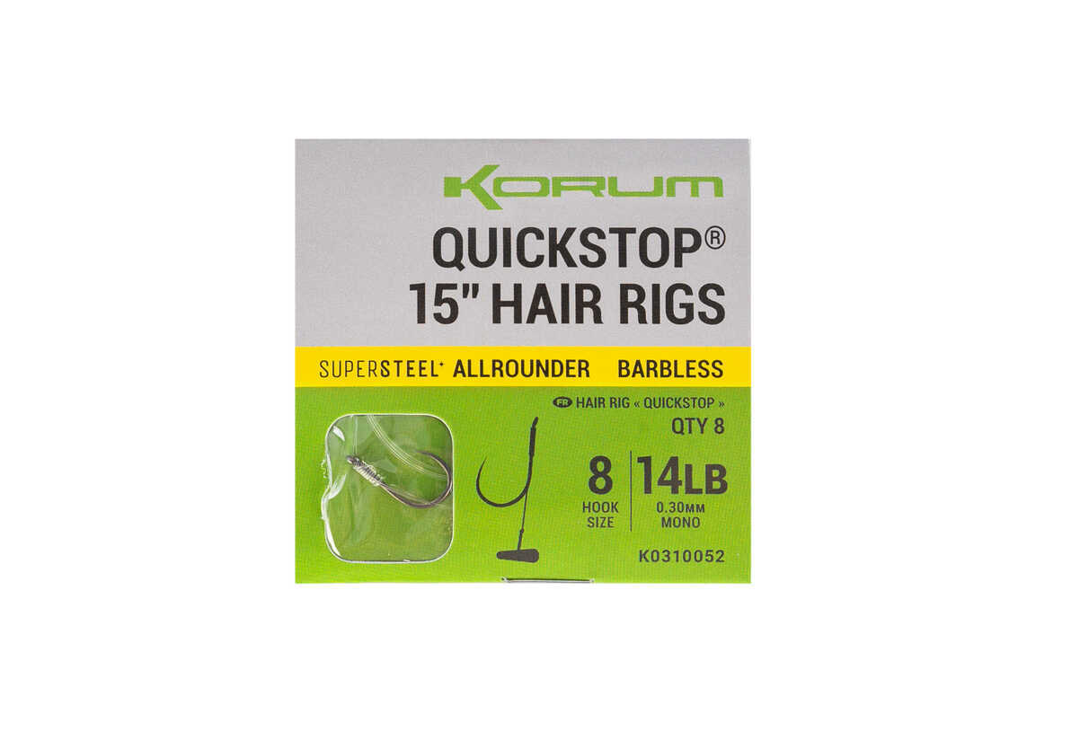 Tied hooks barbless barb KORUM Big Fish Hair Rigs W/Quickstops - No 12 (38cm)