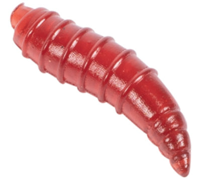 Изкуствени плуващи бели червеи Korum FLOATING GRUBS - IMITATION MAGGOTS в яркочервен цвят за риболовни такъми.