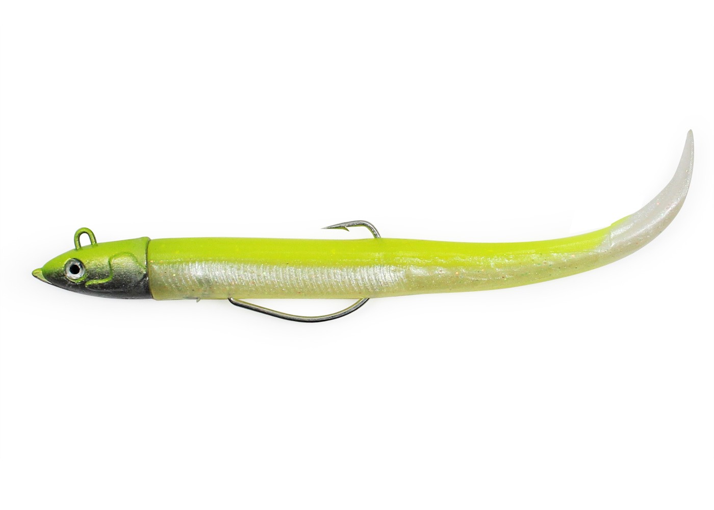 Силиконова примамка GT-Bio Nova Eel - Combo - Бисмут в лимонен флуоресцентен цвят с джиг глава