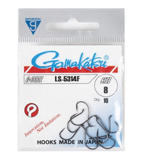 Куки GAMAKATSU LS 5314F - BLACK в опаковка, размер 8, 10 броя, подходящи за дънния шаранджийски риболов.