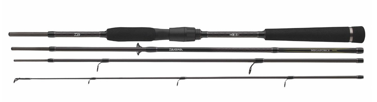 Спининг въдица DAIWA 23 MEGAFORCE TRAVEL SPIN - 2.40m/30-70gr - 4 секции в сглобен и разглобен вид.