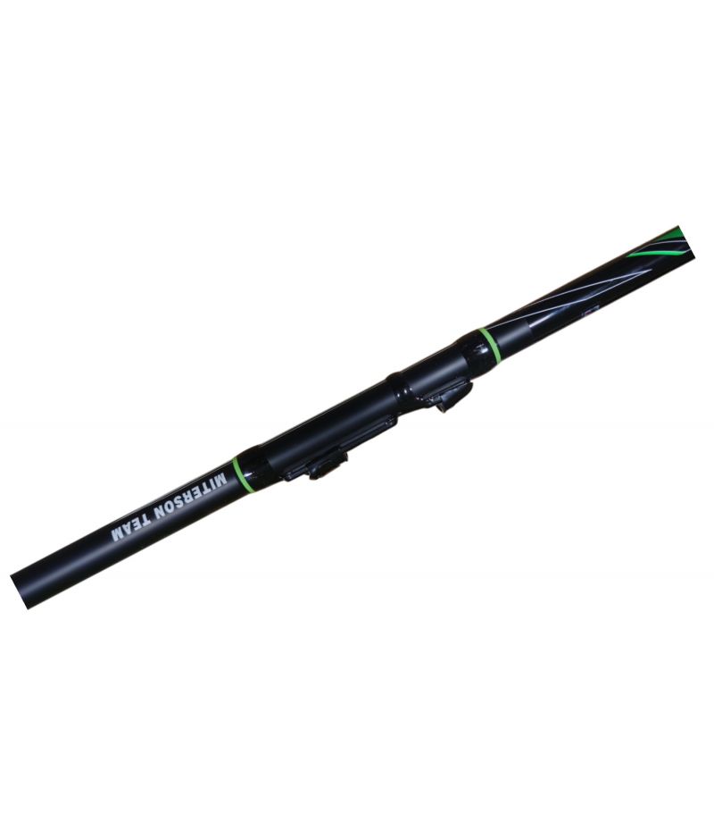 Телеcкопична мач въдица MITERSON EVOLUTIONART MISSILE EXCLUSIVE NEW DESIGN IMC 4.20m/30-90gr в черен цвят с зелени акценти.