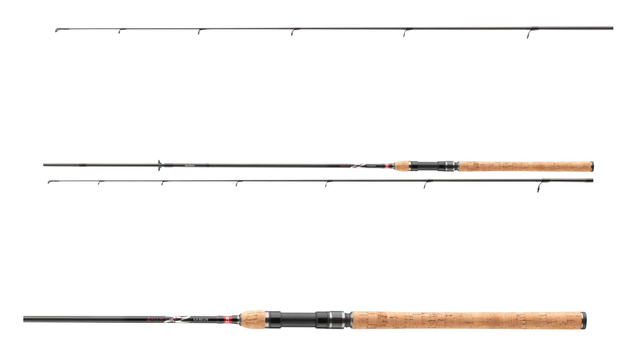 Спининг въдици DAIWA '25 NINJA X LIGHT SPIN - 2.20/2.55m, показваща детайли на конструкцията и дизайна.