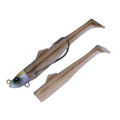 Морска примамка Duo Bay Ruf Flex Minnow Zn - 10cm/10gr с силиконово тяло и цинкова джиг глава за риболов.