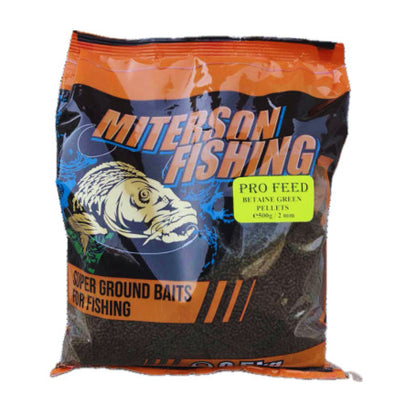 Mикро Пелети Miterson Fishing Pro Feed Betaine Green - 2mm, пакет с риболовни пелети за примамка.
