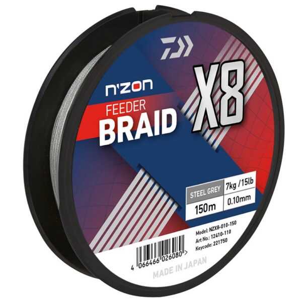 Braided line for feeder fishing DAIWA NZON X8 FEEDER BRAID Steel Gray - 150/300m