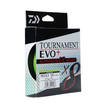 Braided line DAIWA TOURNAMENT 8 BRAID EVO+ SUPERSLIM CHARTREUSE (yellow) - 135m