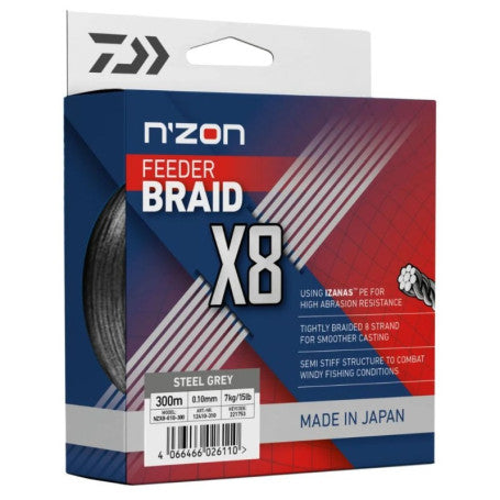 Braided line for feeder fishing DAIWA NZON X8 FEEDER BRAID Steel Gray - 150/300m