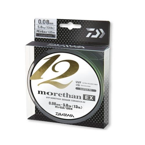 Плетено влакно Daiwa MORETHAN 12 BRAID EX+SI LIME GREEN (зелено) - 135m