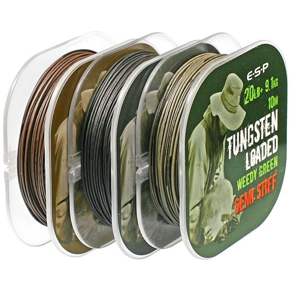 Carp fishing hooklength with silicone coating ESP Tungsten Loaded Semi Stiff 20lb/10m
