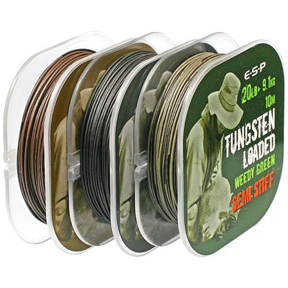 Carp fishing hooklength with silicone coating ESP Tungsten Loaded Semi Stiff 20lb/10m