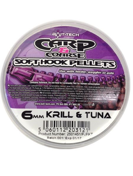 Меки пелети BAIT-TECH SOFT HOOK PELLETS KRILL & TUNA 6mm - 90gr