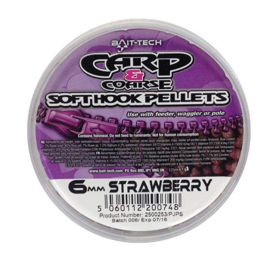 Мягкие пеллеты Bait-Tech Soft Hook Pellets Strawberry 6mm - 90gr
