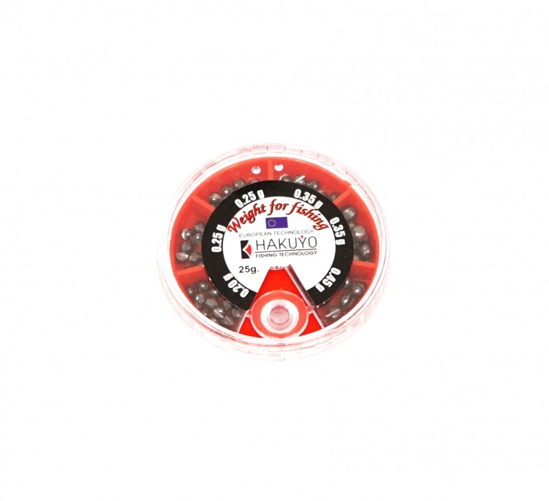Split split shot - 25 g box / sizes: 0.20g / 0.25g / 0.25g / 0.35g / 0.35g / 0.45g