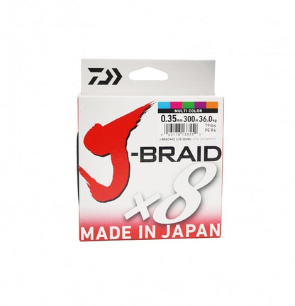 Νήμα braided Daiwa J-BRAID X8 MULTICOLOUR (πολύχρωμο) - 300m