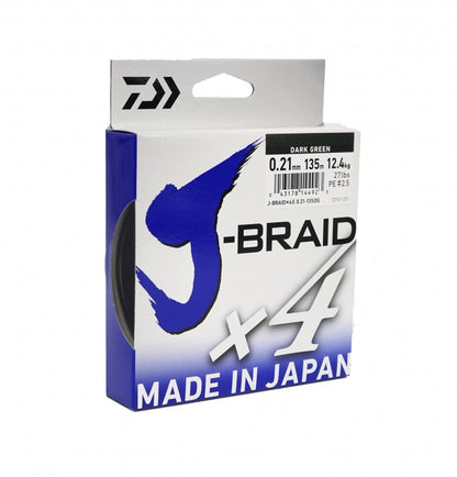 Плетено влакно Daiwa J-BRAID X4 DARK GREEN (тъмно зелено) - 135m