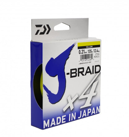 Braided line Daiwa J-BRAID X4 YELLOW (yellow) - 135 m