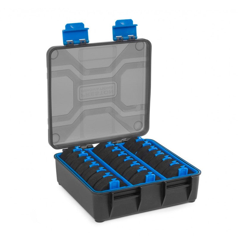 PRESTON rEVAlution Storage Box with 21 Spools for Rigs and Leaders