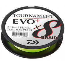Плетено влакно Daiwa TOURNAMENT X8 BRAID EVO+ CHARTREUSE (жълто) - 135m