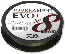 Плетено влакно Daiwa TOURNAMENT X8 BRAID EVO+ DARK GREEN (тъмно зелено) - 135м