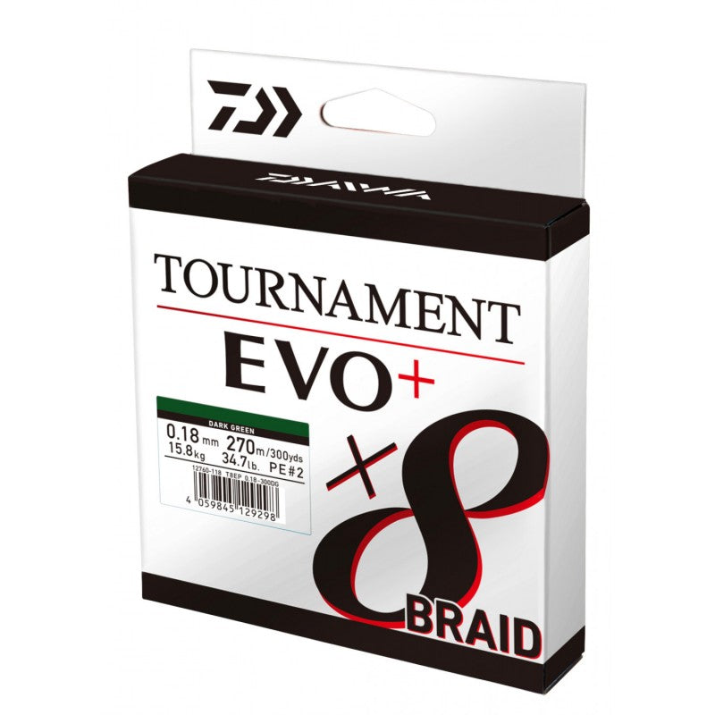Braided line Daiwa TOURNAMENT X8 BRAID EVO+ DARK GREEN (dark green) - 270 m