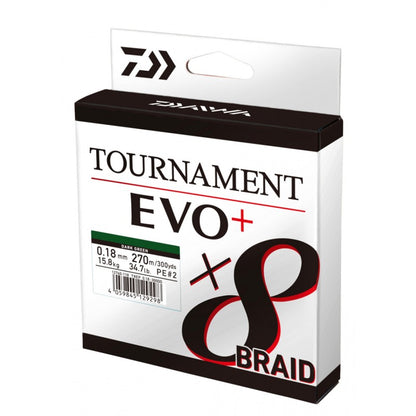 Braided line Daiwa TOURNAMENT X8 BRAID EVO+ DARK GREEN (dark green) - 270 m