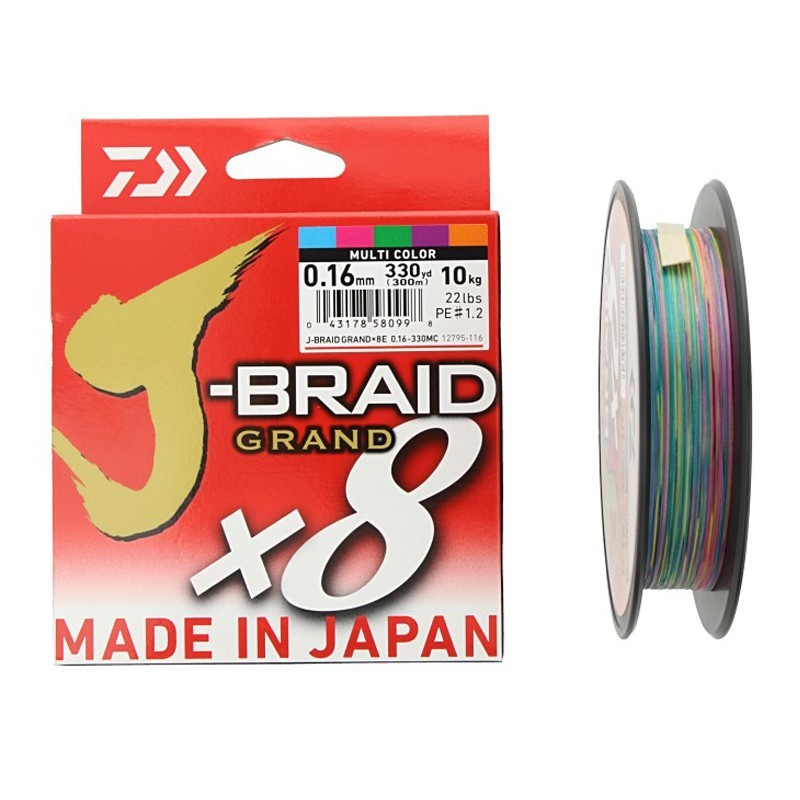 Плетено влакно Daiwa J-BRAID GRAND X8 MULTICOLOUR (мултиколор) - 300m