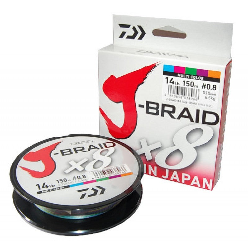 Νήμα braided Daiwa J-BRAID X8 MULTICOLOUR (πολύχρωμο) - 150m