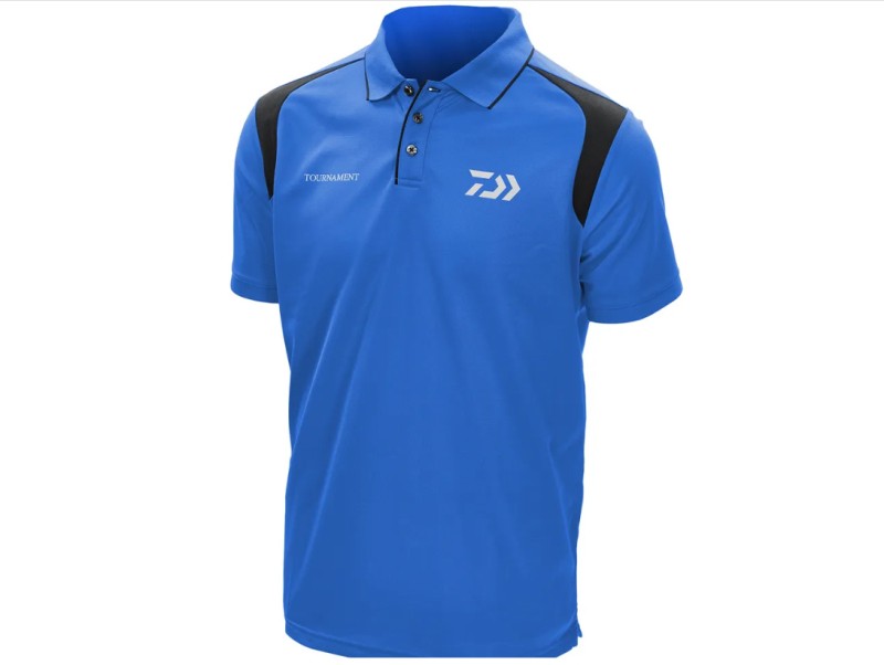Tricou cu guler DAIWA TOURNAMENT - albastru/negru