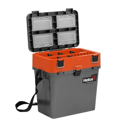 Двусекционен сандък за зимен риболов Helios - 19L (сив с оранжево)