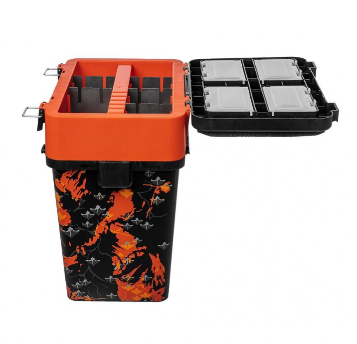 Двусекционен сандък за зимен риболов Helios SHARK - 19L (оранжев)