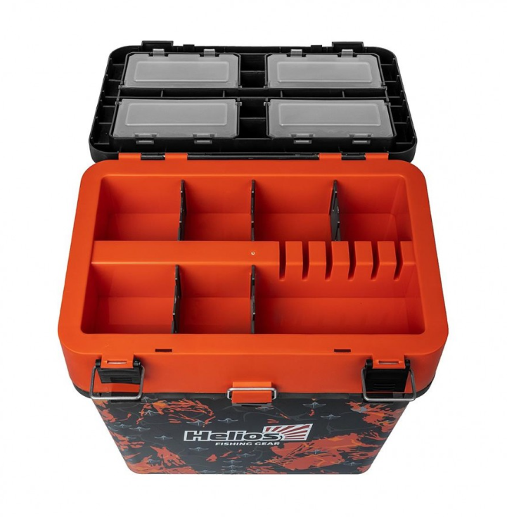 Двусекционен сандък за зимен риболов Helios SHARK - 19L (оранжев)