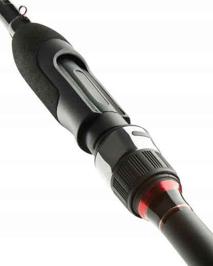 Спинингова джиг въдица DAIWA '20 CROSSFIRE JIGGERSPIN 2.70m/5-25gr, детайли на EVA дръжка и риболовна макара.