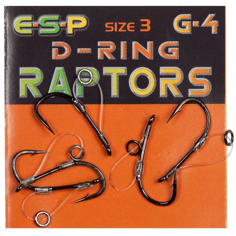 Hooks for Carp Fishing ESP RAPTORS D-RING G-4 HOOK - No5 / 5 pcs