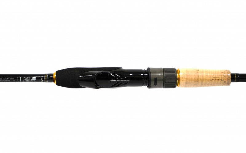 Телескопичен спининг DAIWA BALLISTIC X TELE SPIN - 3.60m / 40-110gr вид от близо с Air Sensor макародържач.