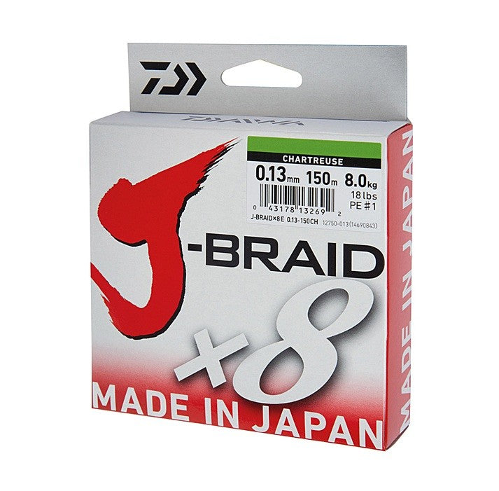 Плетено Влакно Daiwa J-BRAID X8 Chartreuse (жълто) - 150m