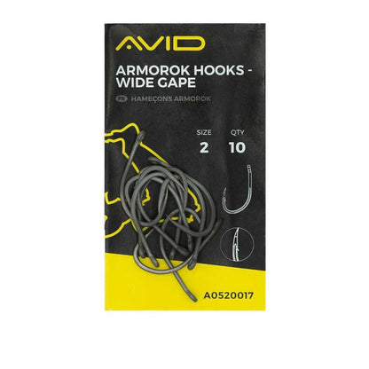 Карповая ловля крючки AVID ARMOROK HOOKS WIDE GAPE - 10 шт. в упаковке