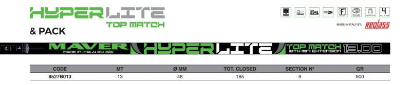 MAVER HYPERLITE TOP MATCH Pole - 13.0 m - NEW 2024 MODEL /Set/