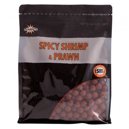 Протеинови топчета DYNAMITE BAITS Spicy Shrimp & Prawn 15mm - 1kg