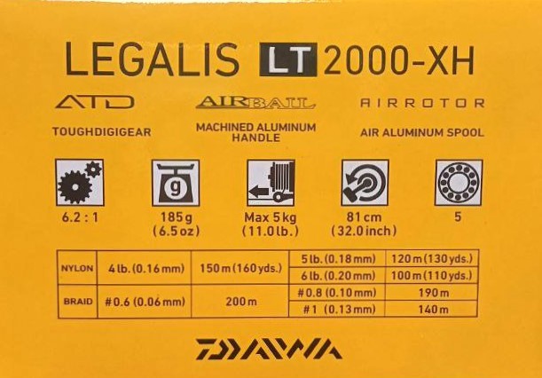 Front drag reel DAIWA LEGALIS LT 20