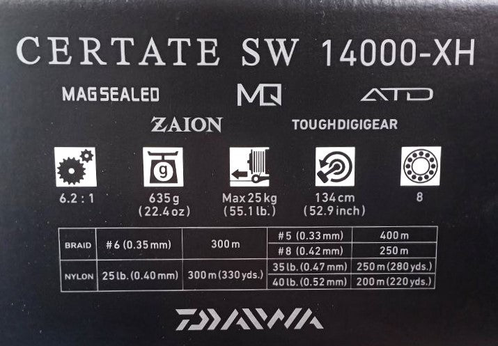 Reel for sea fishing - 21 DAIWA CERTATE SW (G) 14000 XH