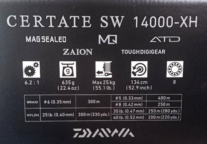 Reel for sea fishing - 21 DAIWA CERTATE SW (G) 14000 XH
