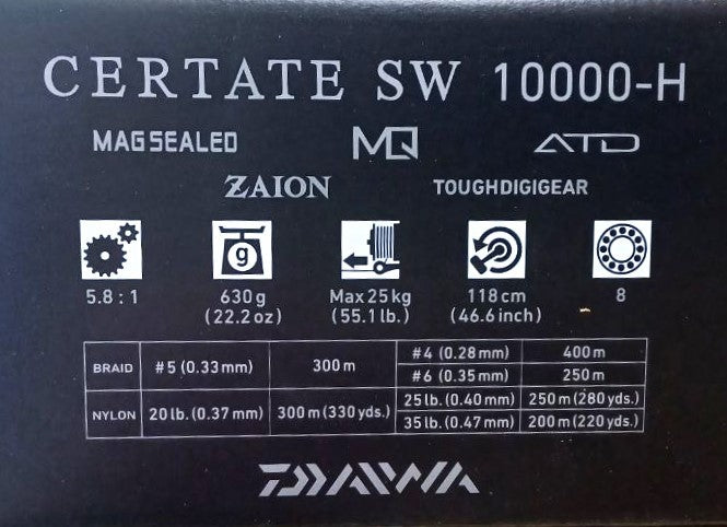 Reel for sea fishing - 21 DAIWA CERTATE SW (G) 10000 H