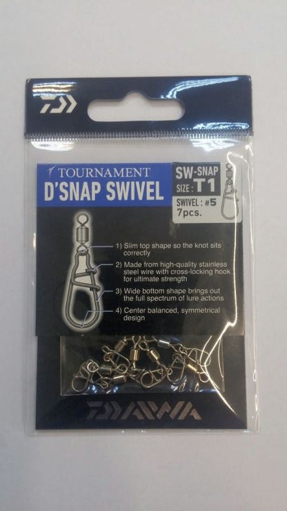 Вертлюги с застежкой Daiwa Tournament D-SNAP SWIVEL SW - 7 шт. в упаковке