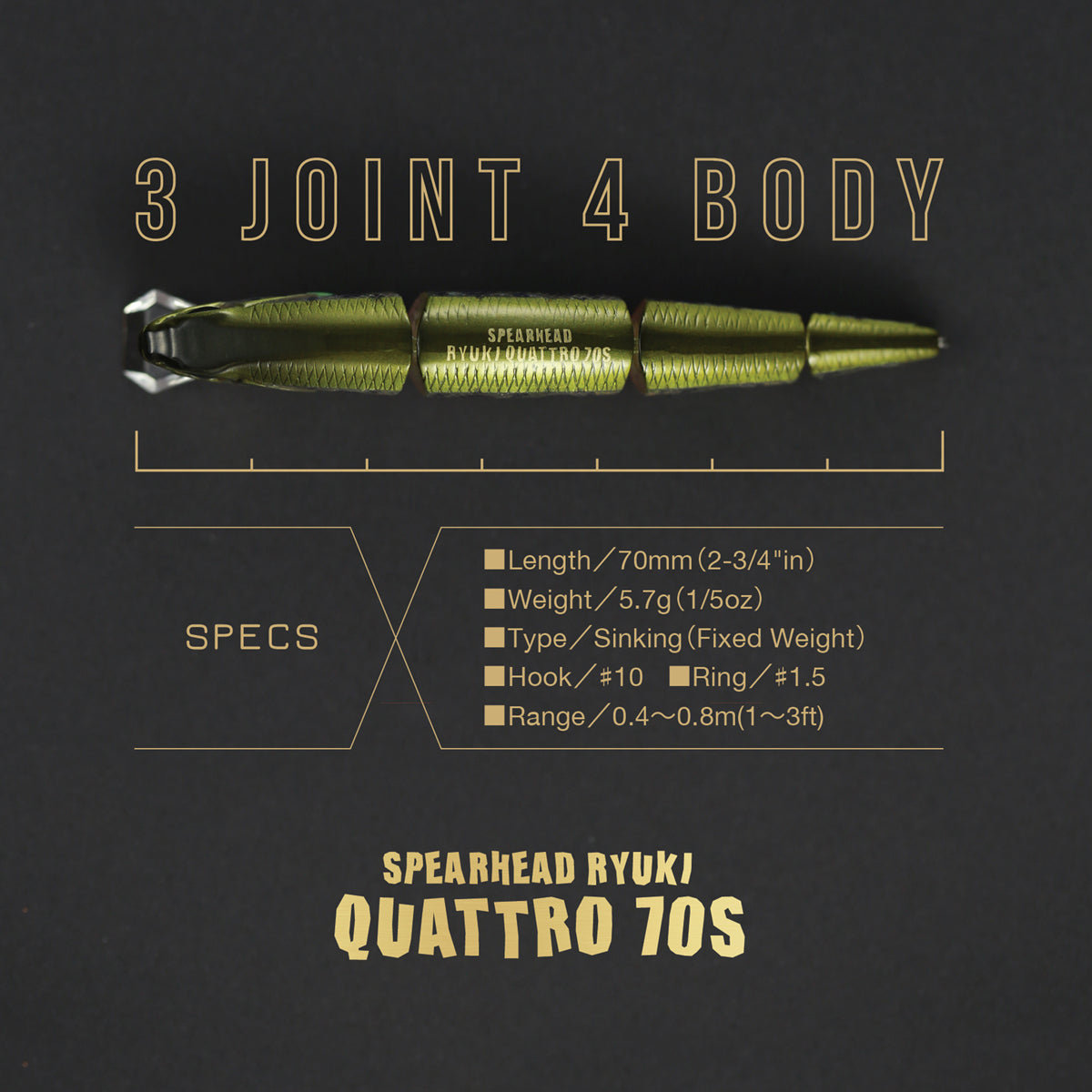 Vobler Duo SPEARHEAD RYUKI QUATTRO 70S - 7.0cm/5.7gr - Sinking