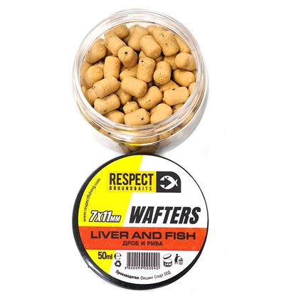 Балансинирани дъмбели Respect Wafters - различни аромати, 7x11mm ЛIVER&FISH в контейнер.