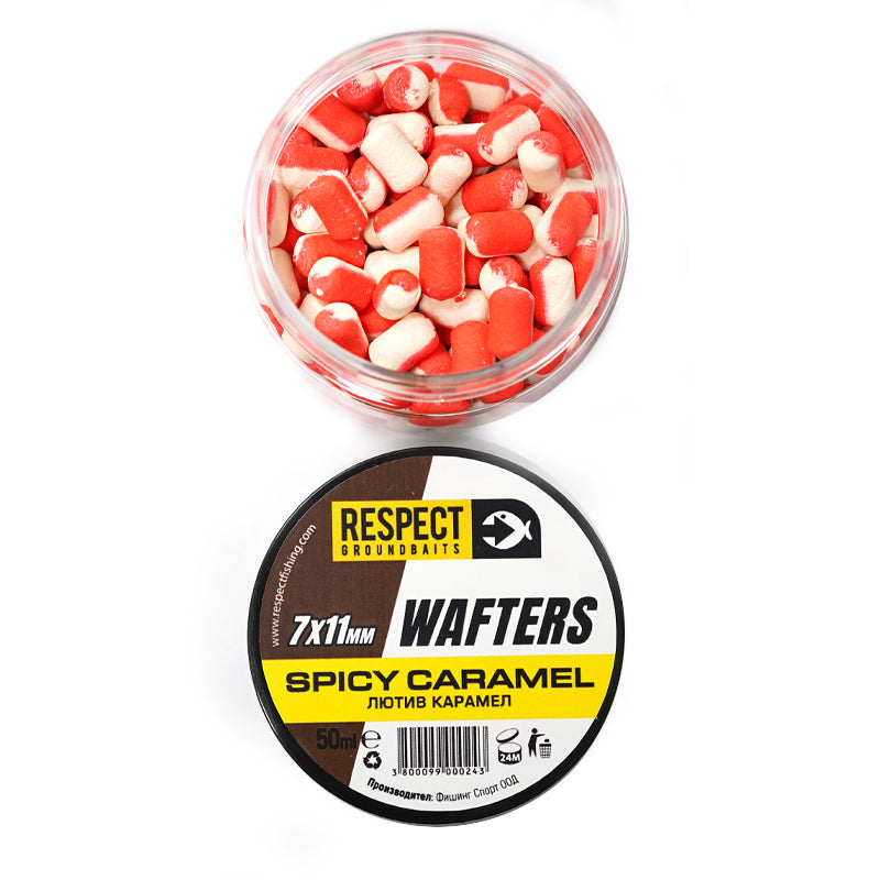 Балансирaни дъмбели Respect Wafters - различни аромати, Спайси карамел 7x11mm в опаковка от 50ml.