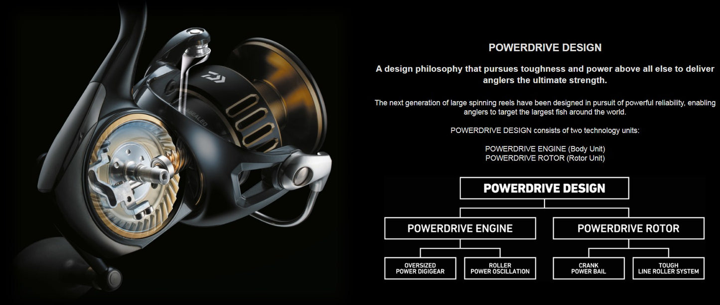 Макара за морски риболов DAIWA 25 SALTIGA G с Powerdrive дизайн за максимална здравина и надеждност.